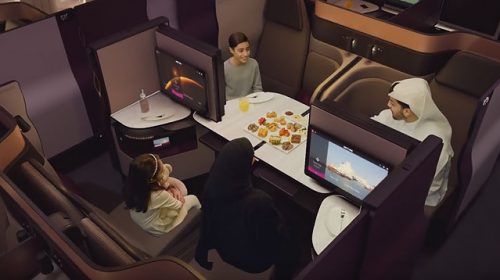 Новый бизнес-класс с золотыми креслами от Qatar Airways (Видео)