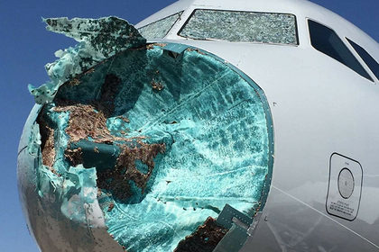 В США посадили самолет с разбитой носовой частью
