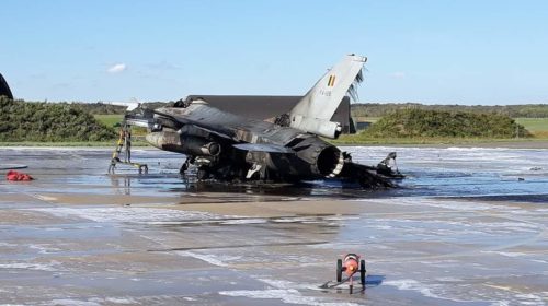 Бельгийский F-16 взорвался на базе Флоренс в Бельгии.