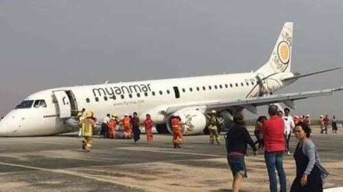 Пилот из Мьянмы профессионально посадил Embraer без переднего шасси. Видео