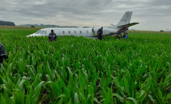 Cessna C560X на кукурузном поле