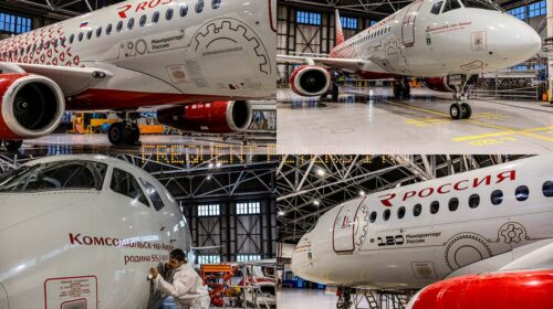 «Россия» представила новую спецливрею «Родина SSJ-100»