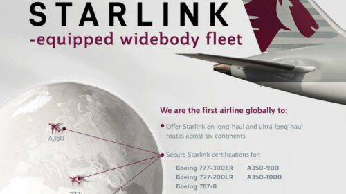 Qatar Airways завершила оснащение Airbus A350 интернетом Starlink и приступила к модернизации Boeing 787